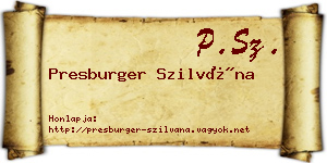Presburger Szilvána névjegykártya